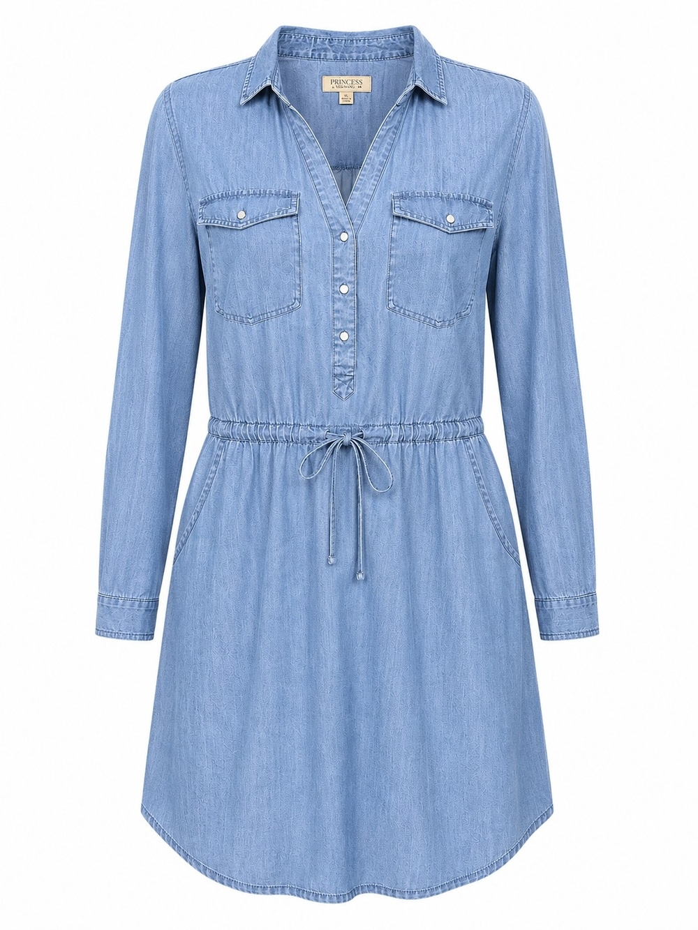 PRINCESS VERA WANG | Chambray Lyocell Pearl Snap Shirt Dress Utility Pocket | XL